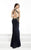Jasz Couture - Gold Beaded Patterned Jersey Dress 6070 in Blue