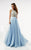 Jasz Couture - Beaded Chiffon Evening Gown 6072 in Blue