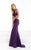 Jasz Couture - Bandeau Cut Out Gown 6075 in Purple