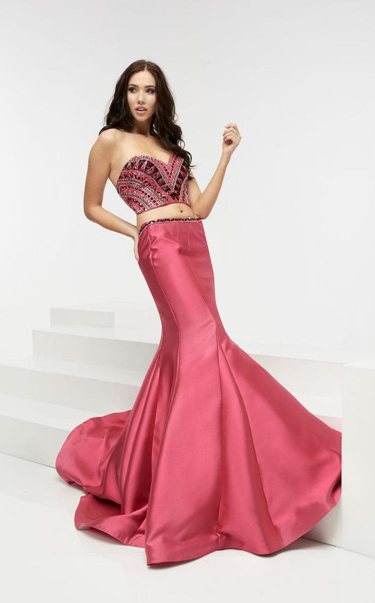 Jasz Couture - Two-Piece Strapless Mermaid Gown 6082 in Pink
