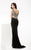 Jasz Couture - V-Neck Beaded Jersey Gown 6090 in Black