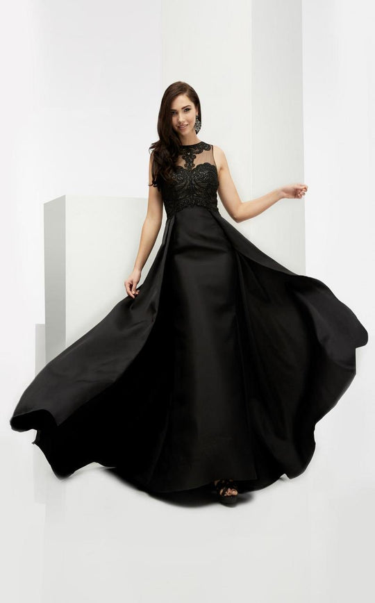 Jasz Couture - Embroidered Empire Evening Gown 6105 in Black