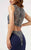 Jasz Couture - Beaded Illusion Two Piece Evening Gown 6112 in Blue