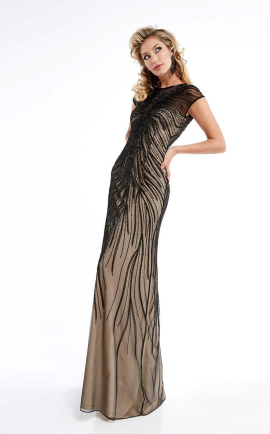 Lush by Jasz Couture - Trailing Embellished Gown 1317 in Black and Neutral