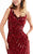 Lush by Jasz Couture - Sequined V-neck Sheath Dress 1319 in Red