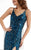Lush by Jasz Couture - Embellished V-Neck Sheath Dress 1323 in Blue