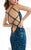 Lush by Jasz Couture - Embellished V-Neck Sheath Dress 1323 in Blue