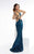 Lush by Jasz Couture - Embellished V-Neck Sheath Dress 1323 in Blue
