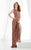 Lush by Jasz Couture - Sequined Bateau Neck Sheath Dress 1344 in Brown