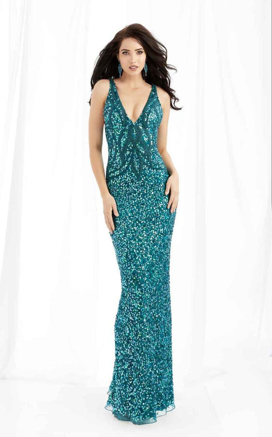 Lush by Jasz Couture - Lotus Ornate Gown 1347 in Blue and Green