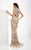 Lush by Jasz Couture - Beaded Patterned Evening Gown  1355 in Neutral and Silver