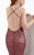 Lush by Jasz Couture - Encrusted V-Neck Sheath Dress 1360 in Red