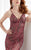 Lush by Jasz Couture - Encrusted V-Neck Sheath Dress 1360 in Red