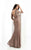 Lush by Jasz Couture - Sparkling Sequined Sleeved Elegant Gown 1363 in Brown