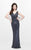 Primavera Couture - Bead Embellished V-Neck Sheath Dress 1259 in Gray