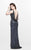Primavera Couture - Bead Embellished V-Neck Sheath Dress 1259 in Gray