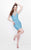 Primavera Couture - Sequined and Pearl-encrusted Illusion Jewel Neck Sheath Dress 1624 in Blue