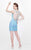 Primavera Couture - Sequined and Pearl-encrusted Illusion Jewel Neck Sheath Dress 1624 in Blue