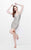 Primavera Couture - Sequined V-Neck Short Sheath Dress 1628 in Neutral