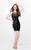 Primavera Couture - Sequined Pleated Illusion High Neck Sheath Dress 1631 in Black