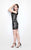 Primavera Couture - Cap Sleeves Sequined Short Dress 1638 in Black