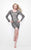 Primavera Couture - Long Sleeve V-Neck Sequined Cocktail Dress 1657 in Nude