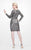 Primavera Couture - Long Sleeve V-Neck Sequined Cocktail Dress 1657 in Nude