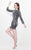 Primavera Couture - Sequin Adorned Jewel Long Sleeve Sheath Cocktail Dress 1659 in Blue