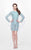 Primavera Couture - Sequin Adorned Jewel Long Sleeve Sheath Cocktail Dress 1659 in Blue