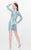 Primavera Couture - Sequin Adorned Jewel Long Sleeve Sheath Cocktail Dress 1659 in Blue