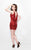 Primavera Couture - Sequined Cowl High Halter Sheath Cocktail Dress 1673 in Red