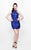 Primavera Couture - Sequined Cowl High Halter Sheath Cocktail Dress 1673 in Blue