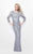 Primavera Couture - Quarter Length Sleeve Sequined Bateau Neck Sheath Dress 1683 in Gray
