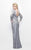 Primavera Couture - Quarter Length Sleeve Sequined Bateau Neck Sheath Dress 1683 in Gray