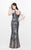 Primavera Couture - Sequined V-Neck Long Sheath Dress 1702 in Neutral and Multi-Color