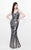 Primavera Couture - Sequined V-Neck Long Sheath Dress 1702 in Neutral and Multi-Color