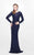 Primavera Couture - Bead Embellished Long Sleeve Bateau Neck Sheath Dress 1707 in Purple