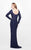Primavera Couture - Bead Embellished Long Sleeve Bateau Neck Sheath Dress 1707 in Purple