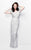 Primavera Couture - Beaded Cap Sleeve V-Neck Sheath Dress 1708 in Neutral
