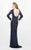 Primavera Couture - Imperial Long Sleeved Full Beaded Long Sheath Dress  1720 in Blue and Multi-Color