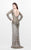 Primavera Couture - Imperial Long Sleeved Full Beaded Long Sheath Dress  1720 in Neutral and Gold