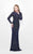 Primavera Couture - Imperial Long Sleeved Full Beaded Long Sheath Dress  1720 in Blue and Multi-Color