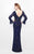 Primavera Couture - Beaded Long Sleeve V-neck Sheath Gown 1724 in Purple