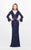 Primavera Couture - Beaded Long Sleeve V-neck Sheath Gown 1724 in