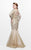 Primavera Couture - Stunning Beaded Long Sleeve Mermaid Gown 1725 in Neutral and Gold