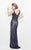 Primavera Couture - Beaded V-Neck Long Sheath Dress 1726 in Gray