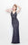Primavera Couture - Beaded V-Neck Long Sheath Dress 1726 in Gray