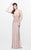 Primavera Couture - Beaded V-Neck Long Sheath Dress 1726 in Neutral