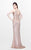 Primavera Couture - Beaded V-Neck Long Sheath Dress 1726 in Neutral