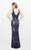 Primavera Couture - Jewel Embellished V-Neck Sheath Dress 1727 in Purple